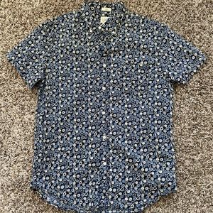 JCrew Slim Fit Short Sleeve Button Down Shirt Blue Floral Size M